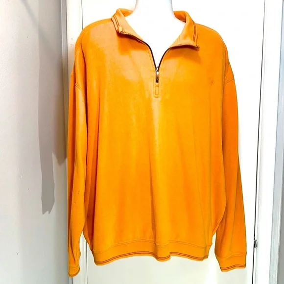 Tommy Bahama 1/4 Zip Cotton Pullover Henley Soft Orange Jersey XXL - Picture 3 of 11